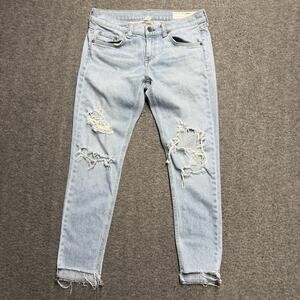 Rag & Bone Dre Capri Jeans Womens Size 26 Blue Marina Light Wash Distressed